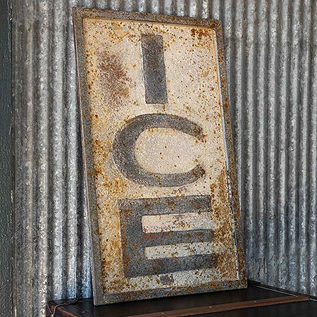 Aged Metal Ice Sign