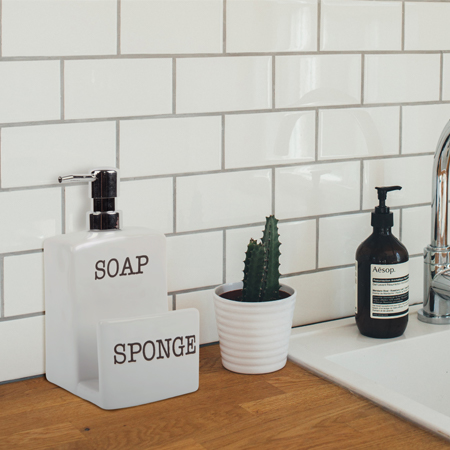 2 In 1 Ceramic Soap Dispenser With Sponge Holder