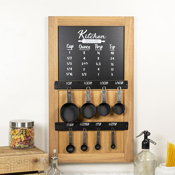Wooden Kitchen Conversion Chart With Measuring Spoons