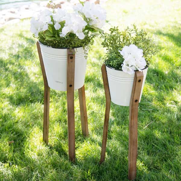 Standing Enamel Planter Buckets Set Of 2