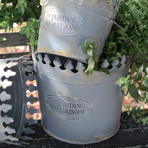 Metal Ornate Planter Buckets Set Of 3