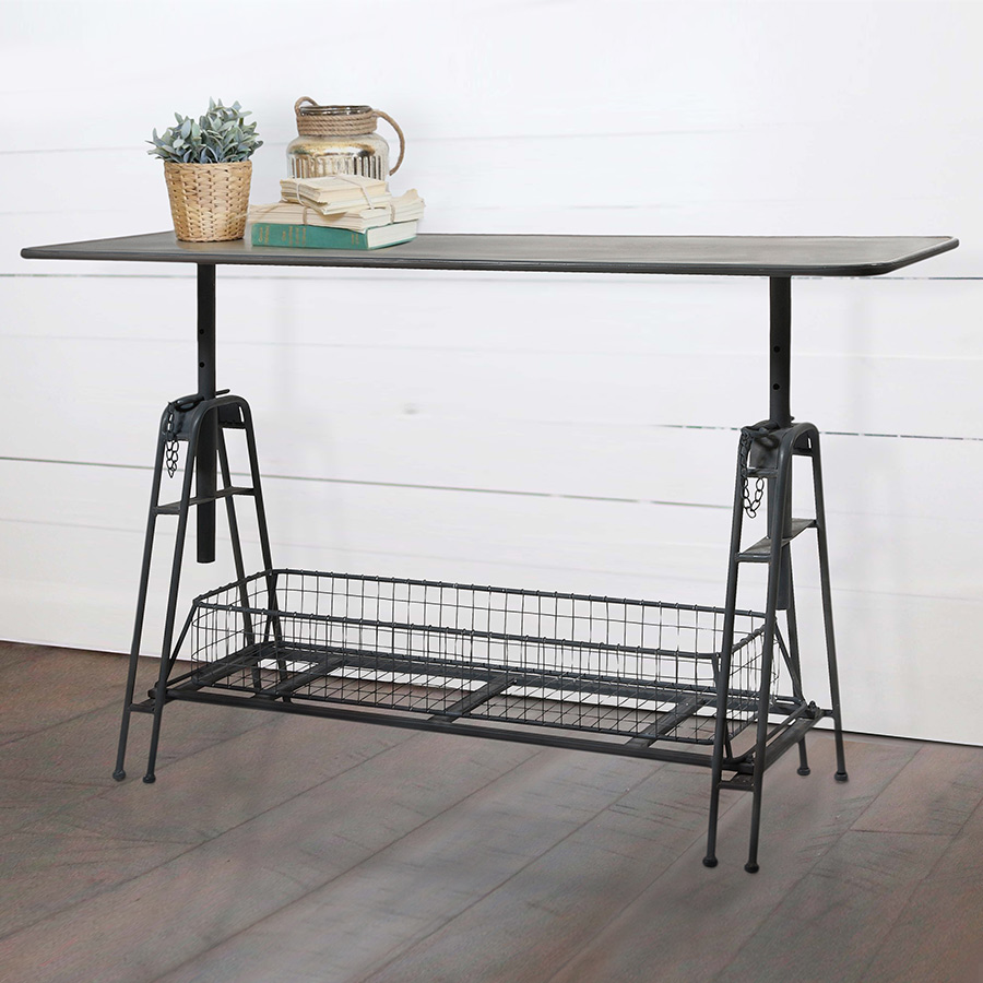 Adjustable Metal Work Table With Basket Storage