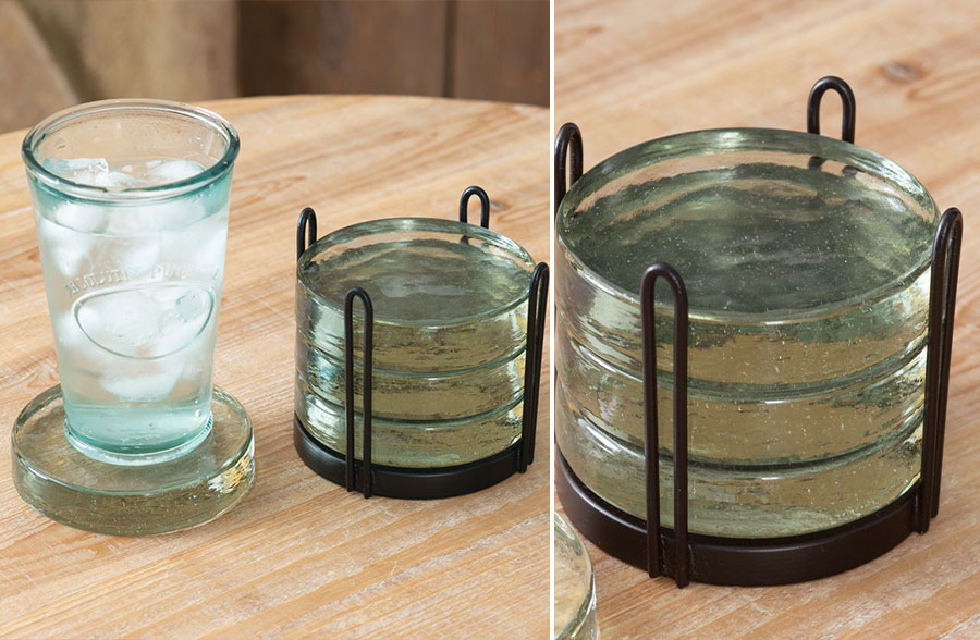 Glass holder and coasters
